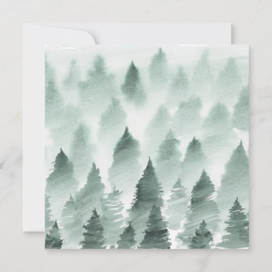 Groene en Gouden Berg Plein Bruiloft Uitnodiging (Achterkant)