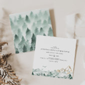 Groene en Gouden Berg Plein Bruiloft Uitnodiging