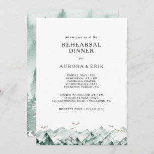 Groene en gouden berg repetitie diner kaart