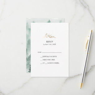 Groene en Gouden Berg RSVP-kaart RSVP Kaartje