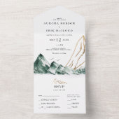 Groene en Gouden Bergverbinding en verzenden All In One Uitnodiging (Binnen)