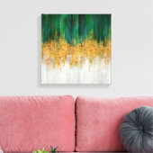 Groene en gouden beweging abstract canvas afdruk (Insitu (Woonkamer))