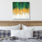 Groene en gouden beweging abstract canvas afdruk (Insitu (Slaapkamer))