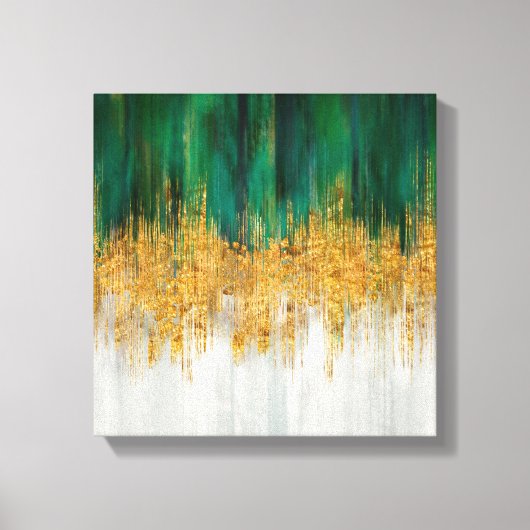 Groene en gouden beweging abstract canvas afdruk (Voorkant)