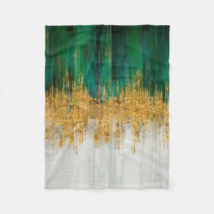 Groene en gouden beweging abstract fleece deken