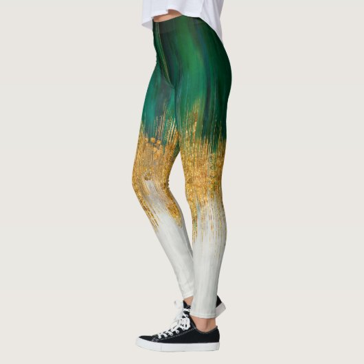 Groene en gouden beweging abstract leggings (Links)