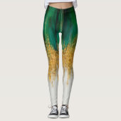 Groene en gouden beweging abstract leggings (Voorkant)