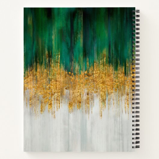 Groene en gouden beweging abstract notitieboek (Achterkant)