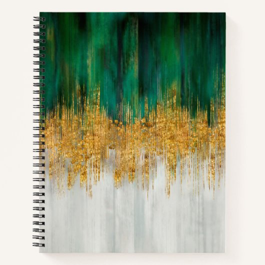 Groene en gouden beweging abstract notitieboek (Voorkant)