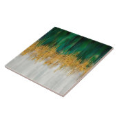 Groene en gouden beweging abstract tegeltje (Zijkant)