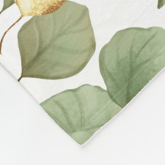 Groene en gouden bladeren. Patroon Fleece Deken (Hoek)