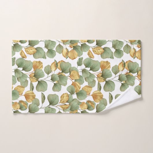 Groene en gouden bladeren. Patroon Handdoek (Handdoek)