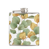 Groene en gouden bladeren. Patroon Heupfles (Voorkant)