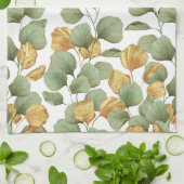 Groene en gouden bladeren. Patroon Theedoek (Gevouwen)