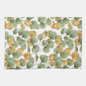 Groene en gouden bladeren. Patroon Theedoek (Horizontaal)