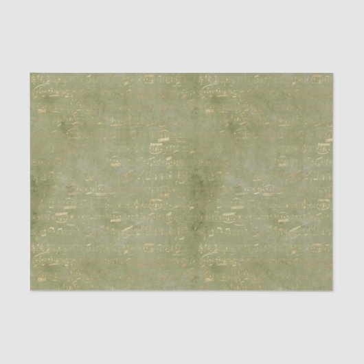  Groene en Gouden Bladmuziek Tissuepapier (Voorkant)