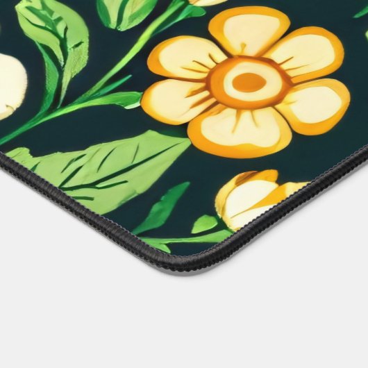 Groene en gouden bloem en paddenstoel bureaumat (Hoek)