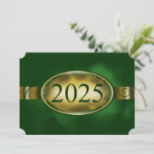 Groene en Gouden Bloemen Button 2025 Kaart (Staand voorkant)