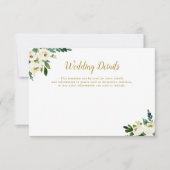 Groene en gouden bloemenbruiloft details kaart (Voorkant)