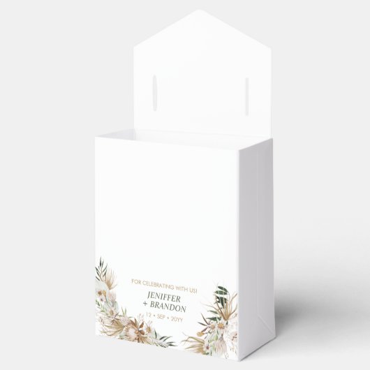 Groene en gouden Bohemische Boho Wedding Favor Bag Bedankdoosjes (Geopend)