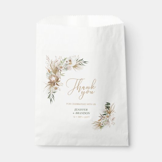 Groene en gouden Bohemische Boho Wedding Favor Bag Bedankzakje (Voorkant)