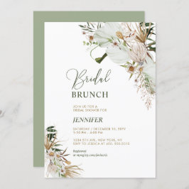 Groene en gouden Boho Botanische Bridal Brunch Kaart