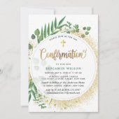 Groene en gouden botanische bevestiging kaart (Voorkant)