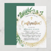 Groene en gouden botanische bevestiging kaart (Voorkant / Achterkant)