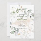 Groene en Gouden Botanische Groene Bruiloft | Kaart (Voorkant)