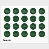 Groene en gouden bruid's favoriete snack bruiloft ronde sticker (Vel)