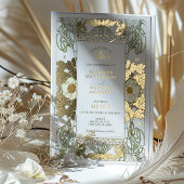  groene en gouden bruiloft Art Nouveau Mucha Folie Uitnodiging