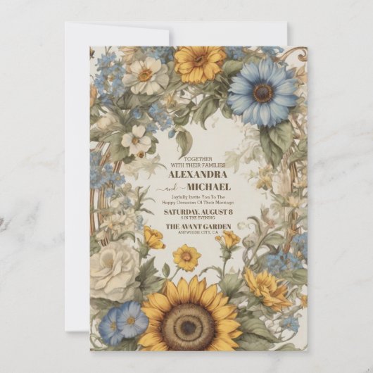  groene en gouden bruiloft Art Nouveau Mucha Kaart (Voorkant)