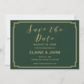 Groene en gouden bruiloft bewaren de data save the date (Voorkant)