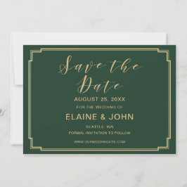 Groene en gouden bruiloft bewaren de data save the date