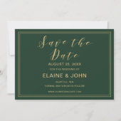 Groene en gouden bruiloft bewaren de data save the date (Voorkant)