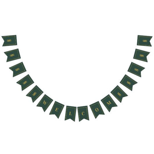 Groene en Gouden Bunting Banner voor Gepersonalise (Alle)