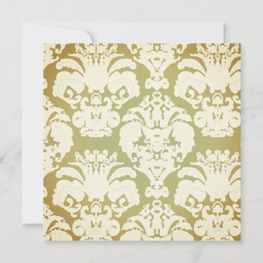 Groene en gouden damasten trouwuitnodigingen kaart (Achterkant)