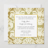 Groene en gouden damasten trouwuitnodigingen kaart (Voorkant)
