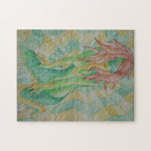 groene en gouden dame die abstracte moderne kunst  legpuzzel (Horizontaal)