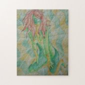 groene en gouden dame die abstracte moderne kunst  legpuzzel (Verticaal)