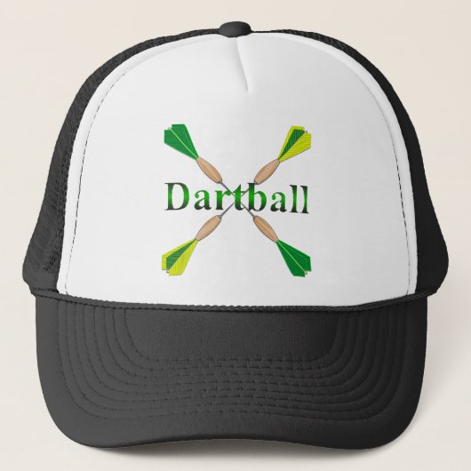 Groene en gouden Dartbal Darts Trucker Pet (Voorkant)