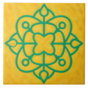 Groene en gouden decoratieve tegel in Keltische st Tegeltje