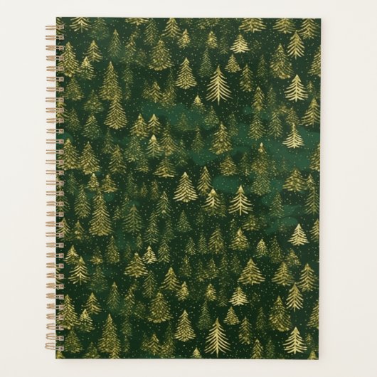 Groene en gouden dennenbos Chiyogami Planner (Voorkant)