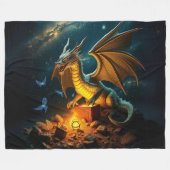 Groene en gouden draken bewaken schat fleece deken (Voorkant (Horizontaal))