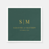 Groene en Gouden Eenvoudige Koppel Initiaal Bruilo Servet (Voorkant)