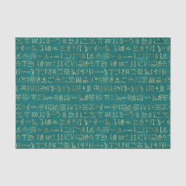 Groene en gouden Egyptische hiërogliefen Tissue Pa Tissuepapier