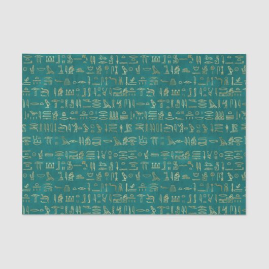 Groene en gouden Egyptische hiërogliefen Tissue Pa Tissuepapier (Voorkant)