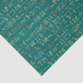 Groene en gouden Egyptische hiërogliefen Tissue Pa Tissuepapier (Detail)