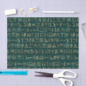 Groene en gouden Egyptische hiërogliefenkrant Tissuepapier (Craft)