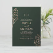 Groene en gouden elegante bruiloft. Smaragd botani Kaart (Staand voorkant)